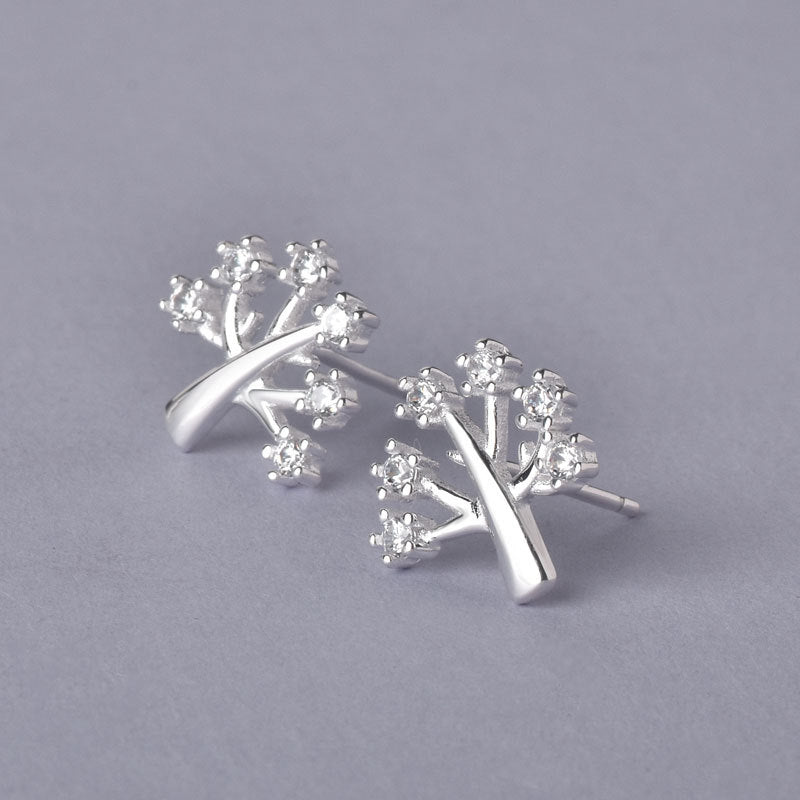 Luxyin Sterling Silver Wish Tree Stud Earrings