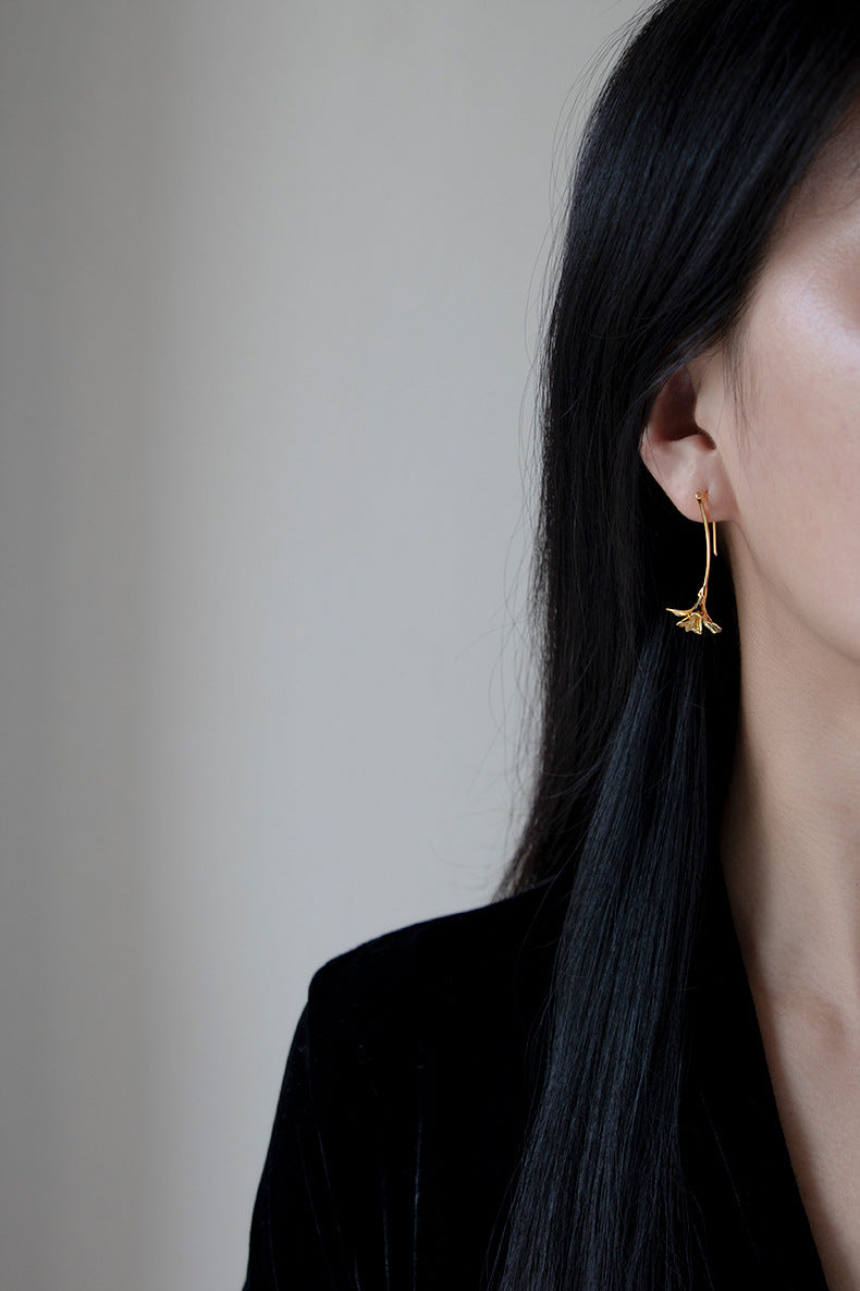 Luxyin Freesia Bloom Sterling Silver Dangle Earrings