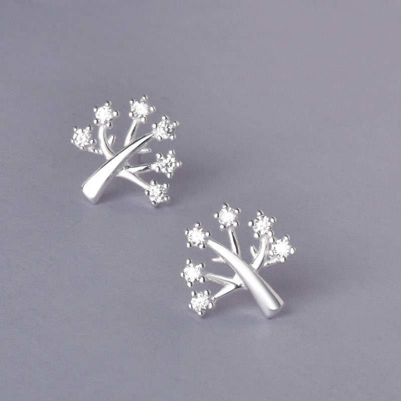 Luxyin Sterling Silver Wish Tree Stud Earrings