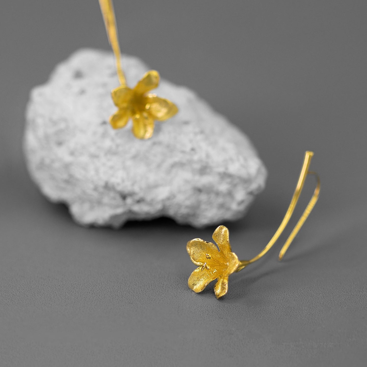 Luxyin Freesia Bloom Sterling Silver Dangle Earrings