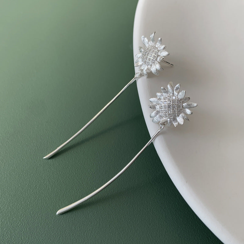 Luxyin Sunflower Dream: 925 Silver Tassel Earrings
