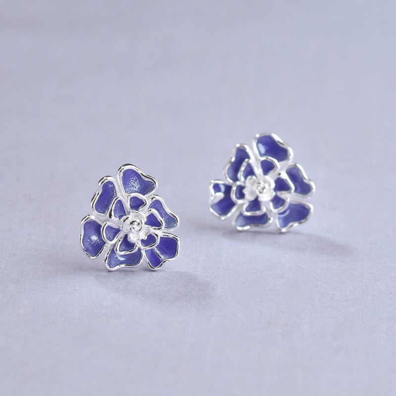 Luxyin 925 Silver Carnation Flower Stud Earrings