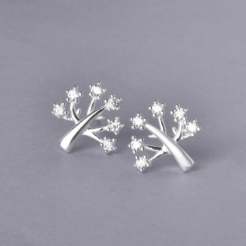 Luxyin Sterling Silver Wish Tree Stud Earrings