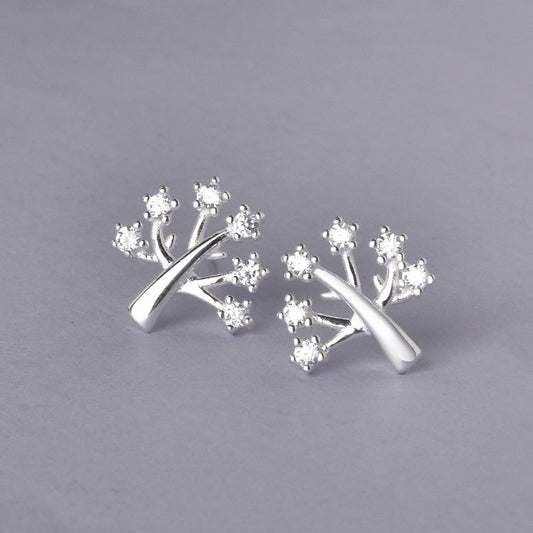 Luxyin Sterling Silver Wish Tree Stud Earrings