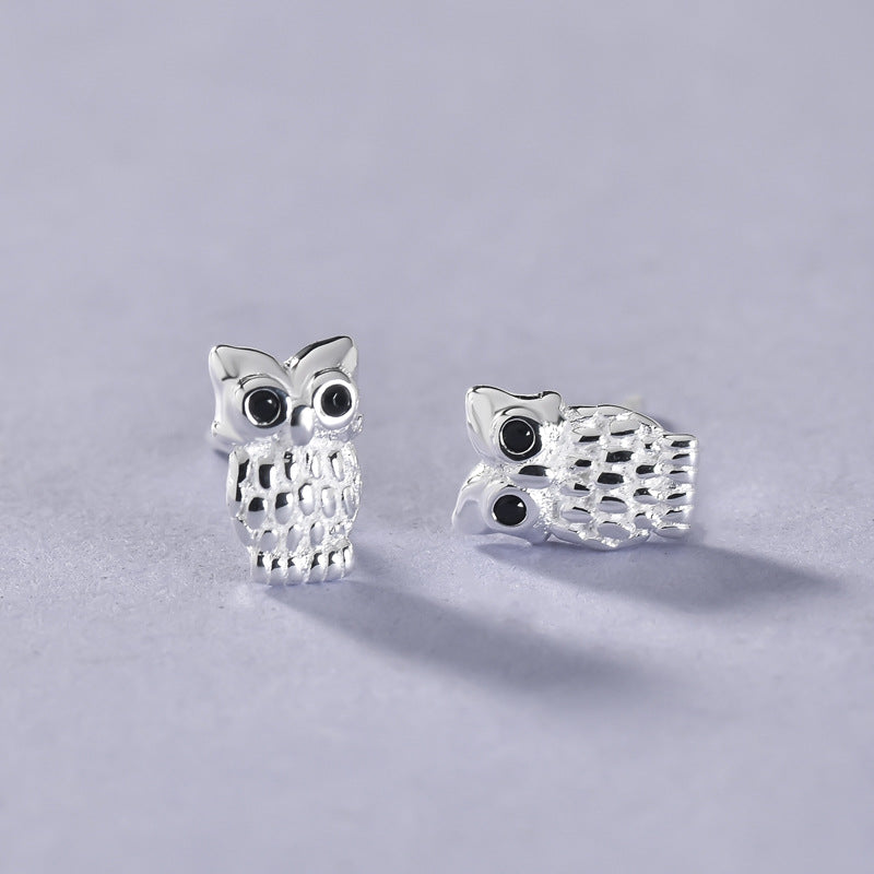 Luxyin 925 Sterling Silver Cute Owl Stud Earrings