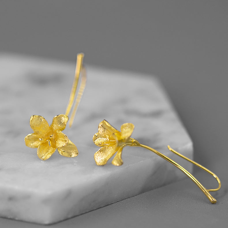 Luxyin Freesia Bloom Sterling Silver Dangle Earrings