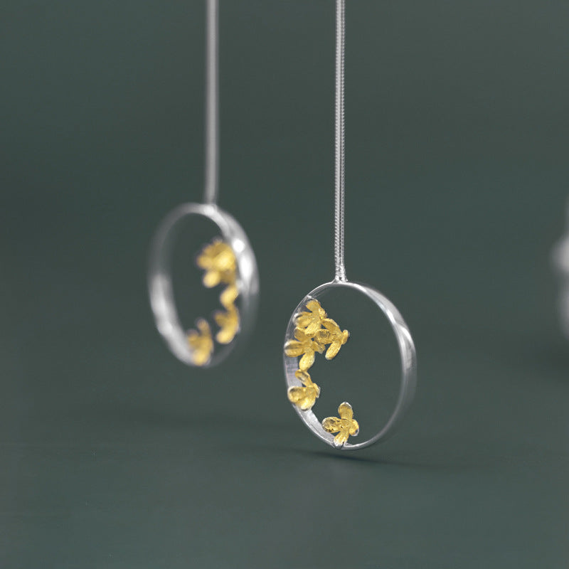 Luxyin Whispers of Osmanthus: Sterling Silver Chinese Earrings