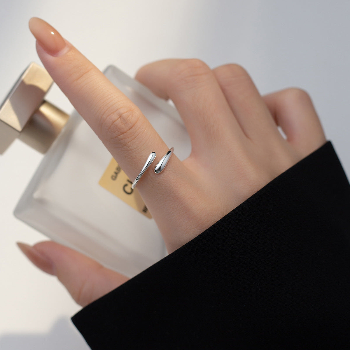 Luxyin S925 Sterling Silver Teardrop Open Ring