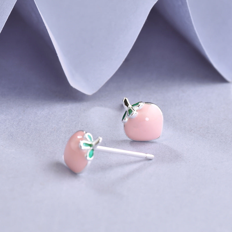 Luxyin 925 Sterling Silver Peach Stud Earrings