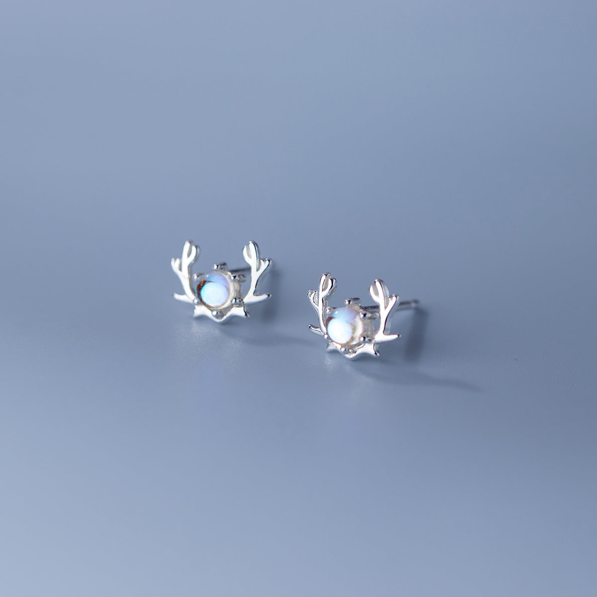 Luxyin 925 Sterling Silver Reindeer Antler Stud Earrings with Crystal Beads