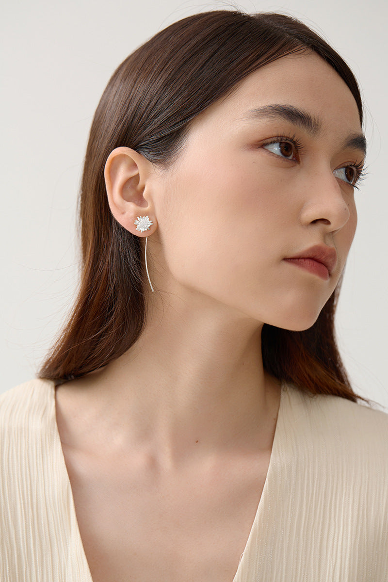 Luxyin Sunflower Dream: 925 Silver Tassel Earrings