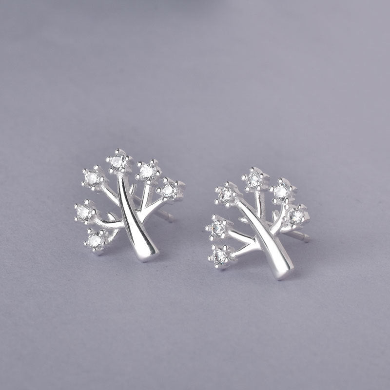 Luxyin Sterling Silver Wish Tree Stud Earrings