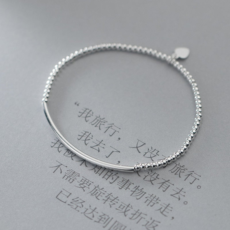Luxyin S925 Silver Curved Tube Bead Bracelet - Korean Chic ✨