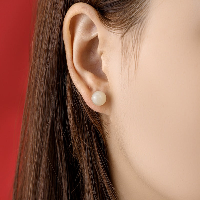 Luxyin Jade Dreams: 925 Silver Stud Earrings