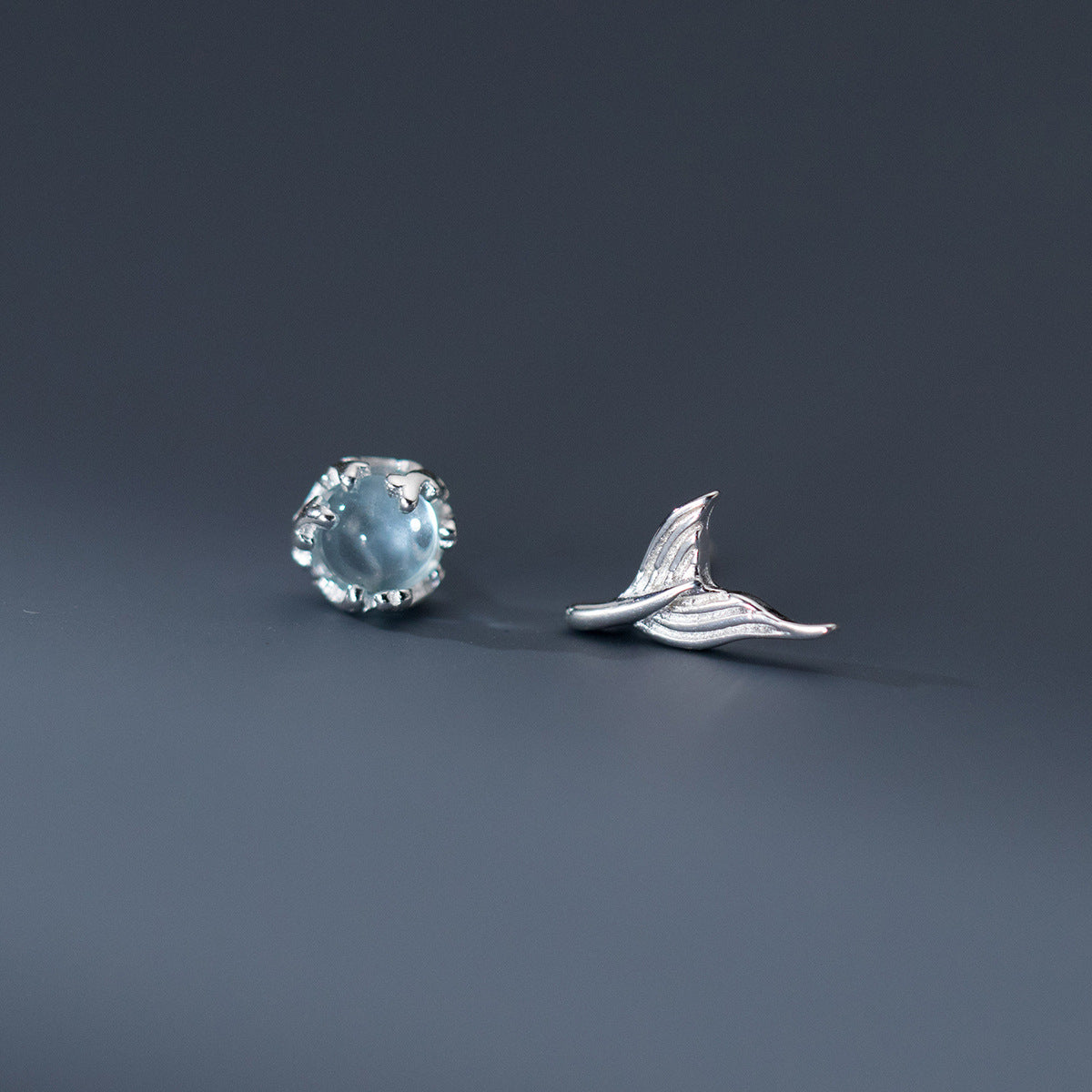 Luxyin Sterling Silver Mermaid Tail Stud Earrings