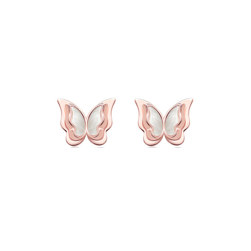 Luxyin 925 Sterling Silver Mother of Pearl Butterfly Stud Earrings