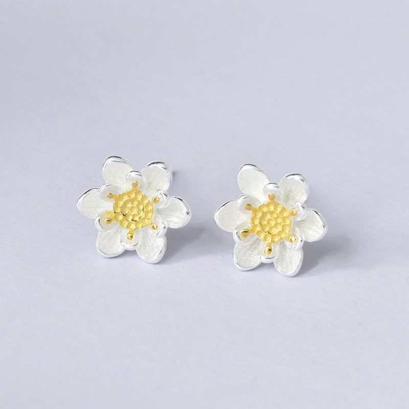 Luxyin S925 Sterling Silver Lotus Stud Earrings