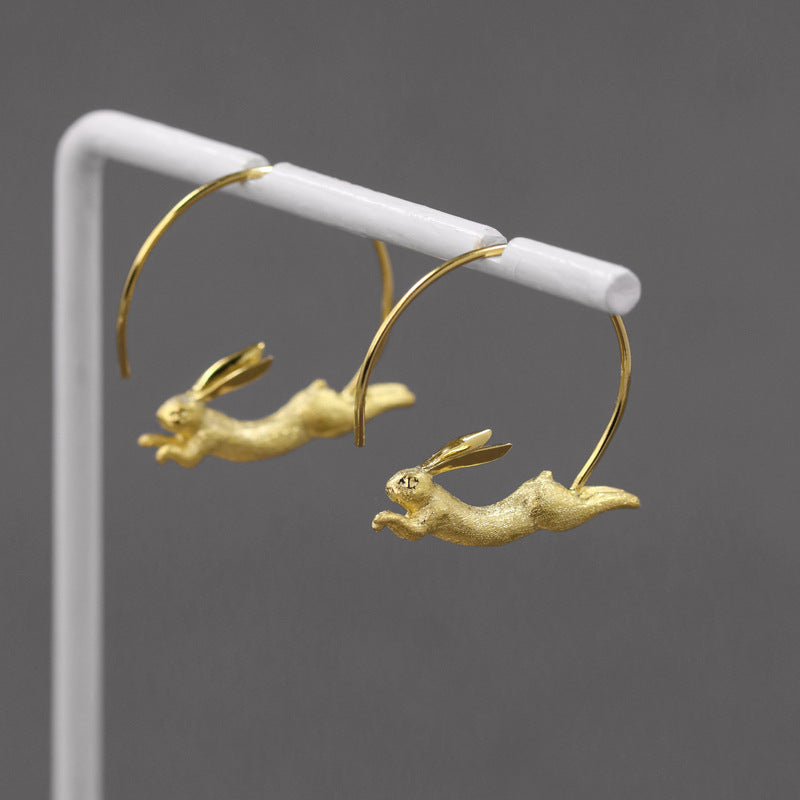 Luxyin Cute Bunny 925 Silver Stud Earrings