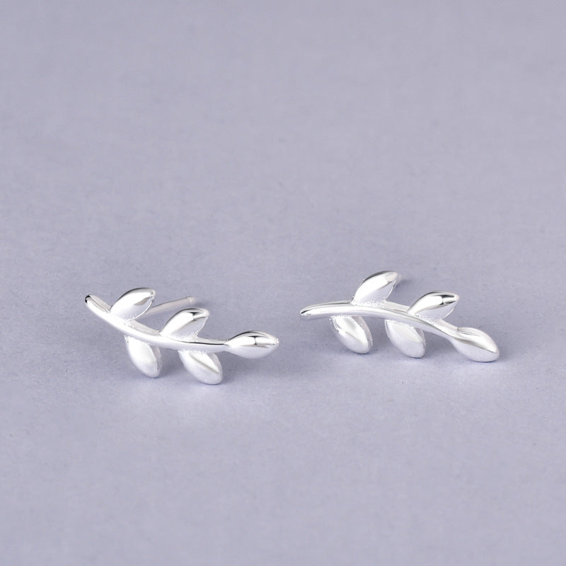 Luxyin 925 Silver Leaf Stud Earrings - Sweet & Simple