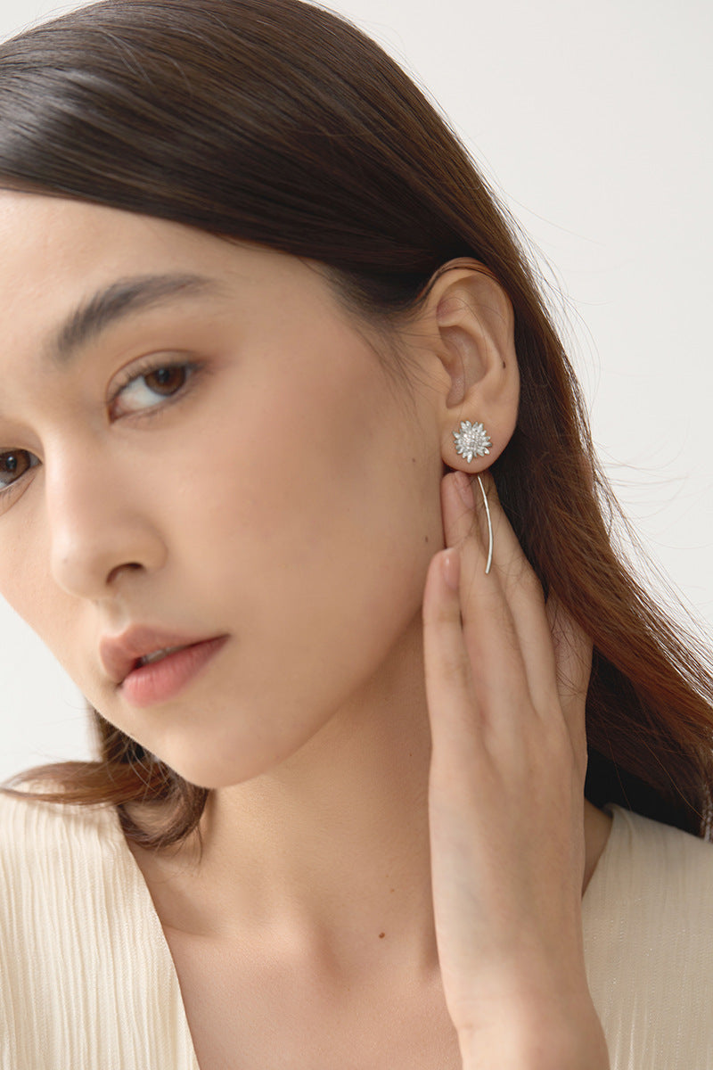 Luxyin Sunflower Dream: 925 Silver Tassel Earrings