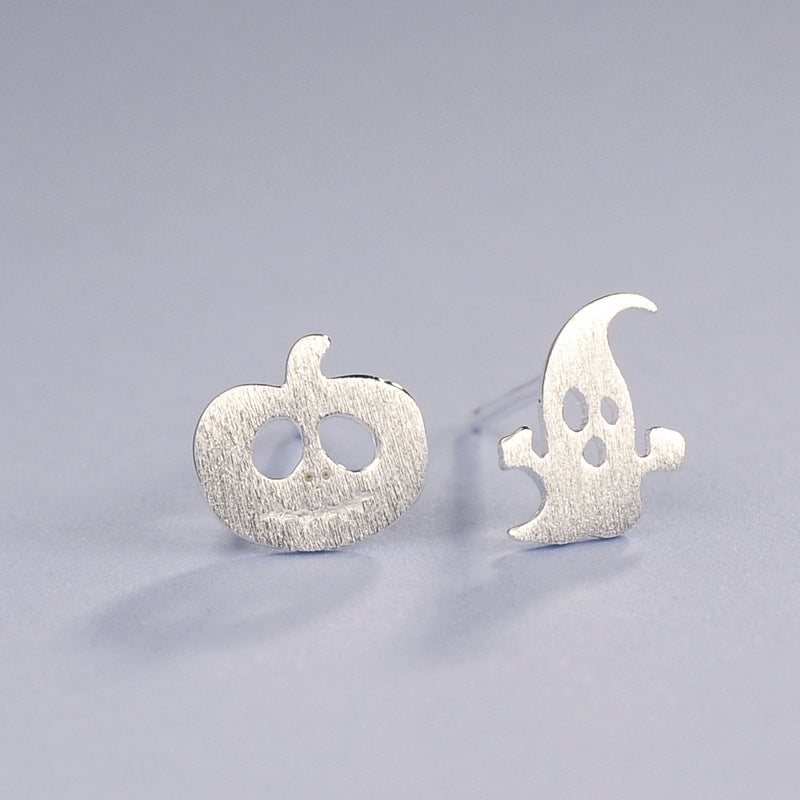 Luxyin S925 Silver Ghost & Pumpkin Stud Earrings