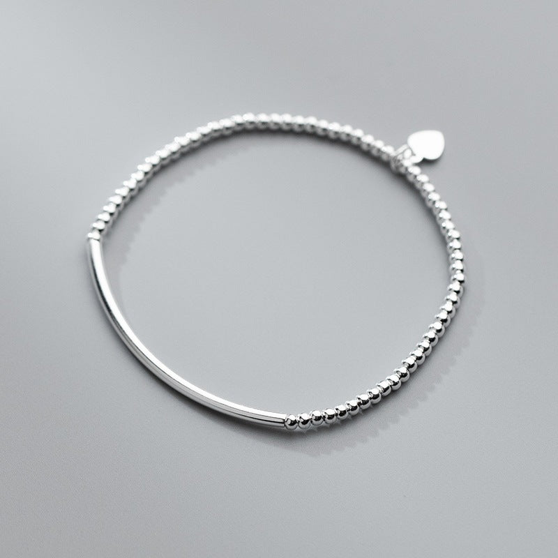 Luxyin S925 Silver Curved Tube Bead Bracelet - Korean Chic ✨