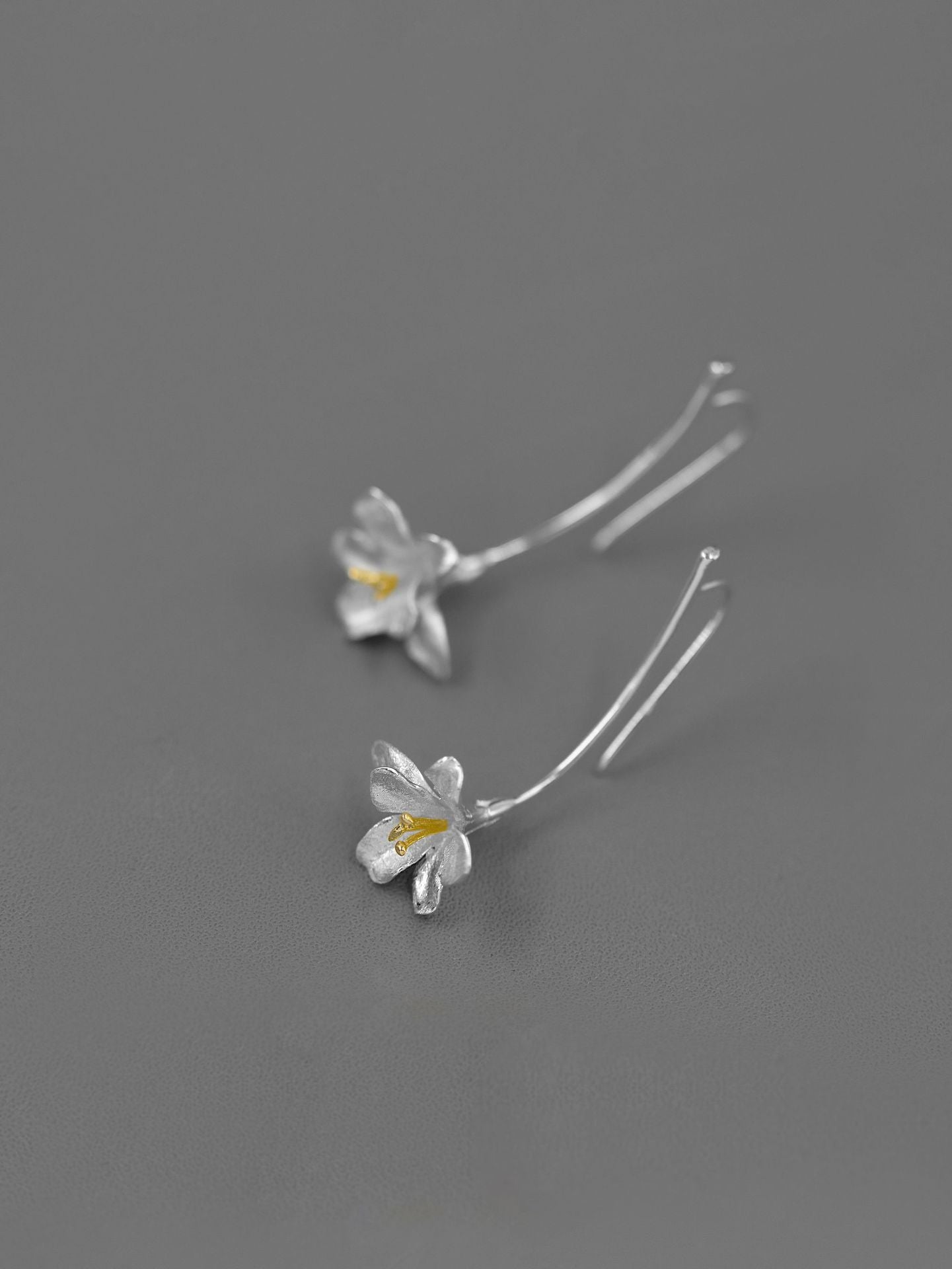 Luxyin Freesia Bloom Sterling Silver Dangle Earrings