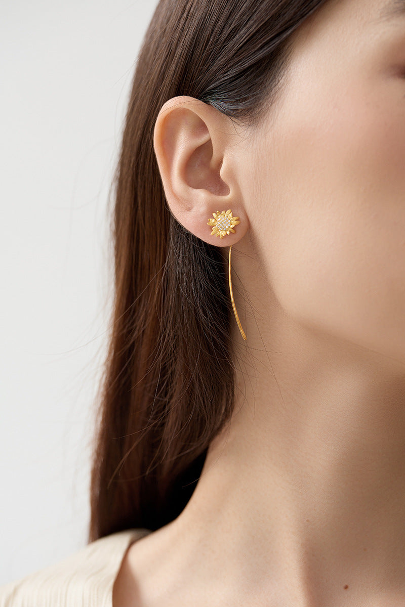 Luxyin Sunflower Dream: 925 Silver Tassel Earrings
