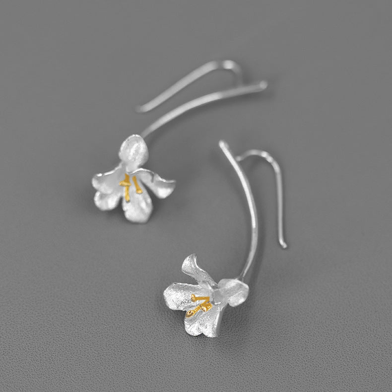 Luxyin Freesia Bloom Sterling Silver Dangle Earrings