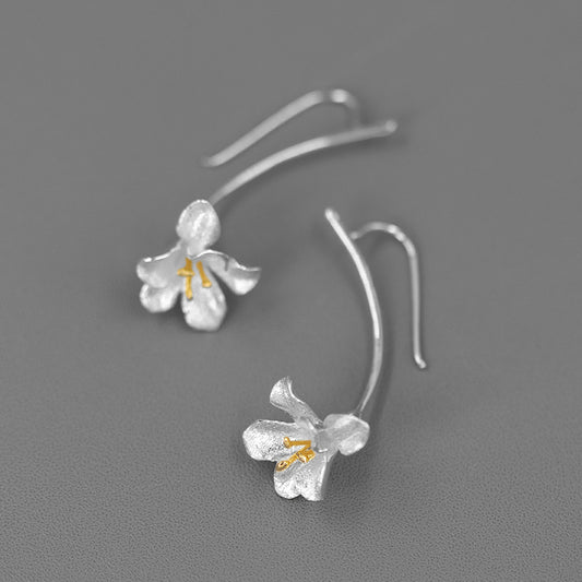 Luxyin Freesia Bloom Sterling Silver Dangle Earrings