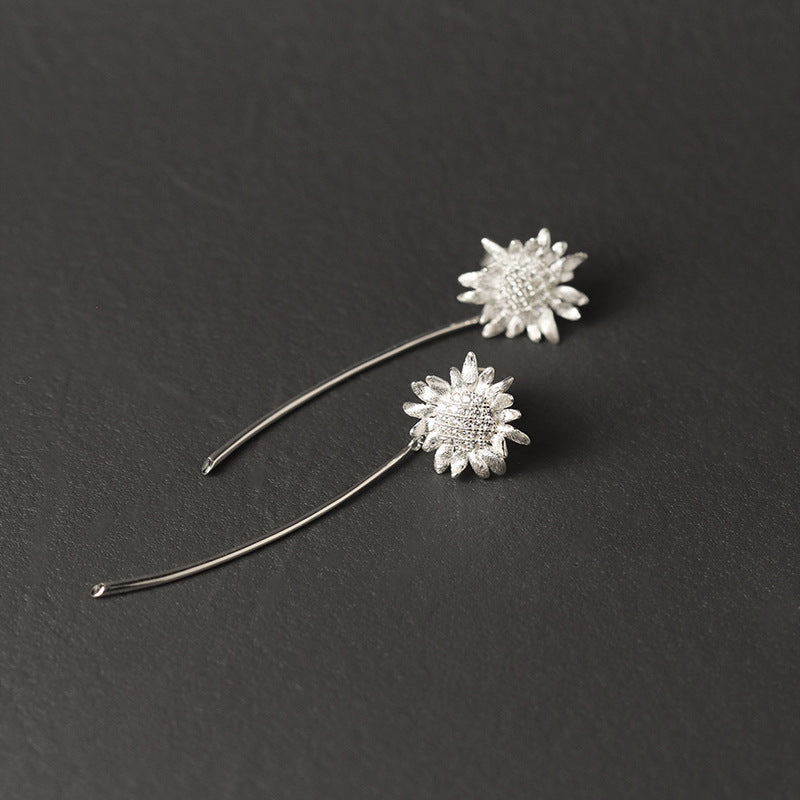 Luxyin Sunflower Dream: 925 Silver Tassel Earrings