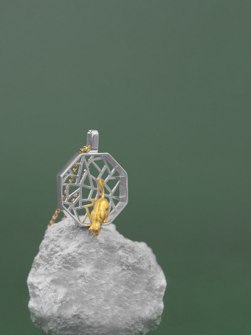 Luxyin Whimsical Kitty: Sterling Silver Cat Pendant