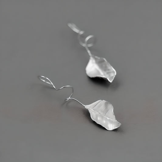 Autumn Leaf S925 Sterling Silver French Artistic Romantic Elegant Earrings
