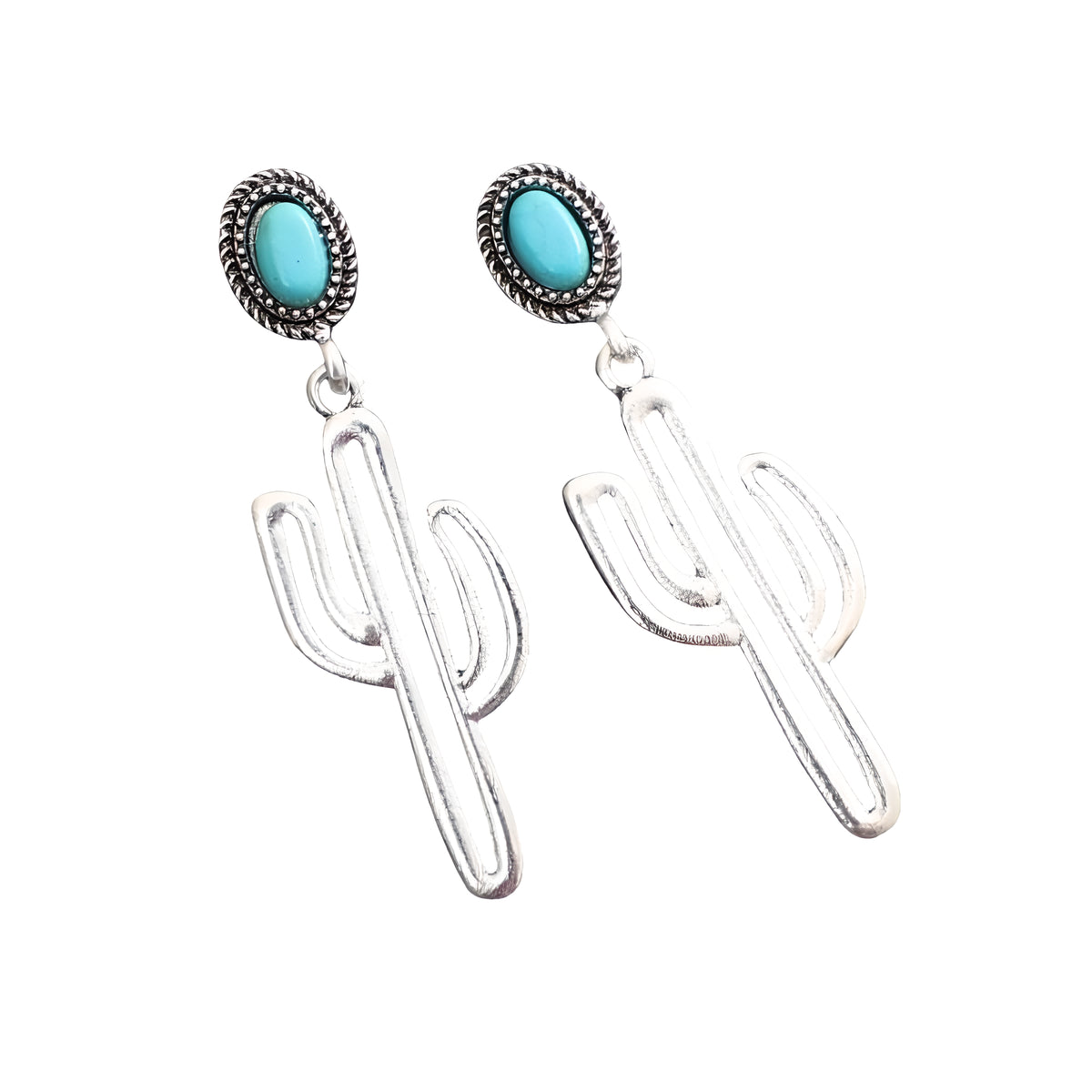 Bohemian Cactus Turquoise Stud Earrings