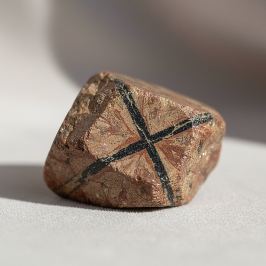 Chiastolite crystal close-up