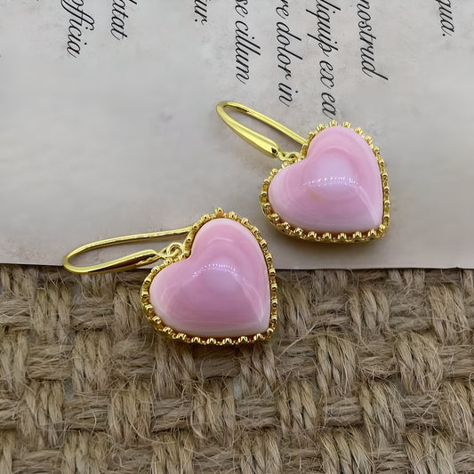 Cute Queen Shell Heart Earrings 18K Gold Plated
