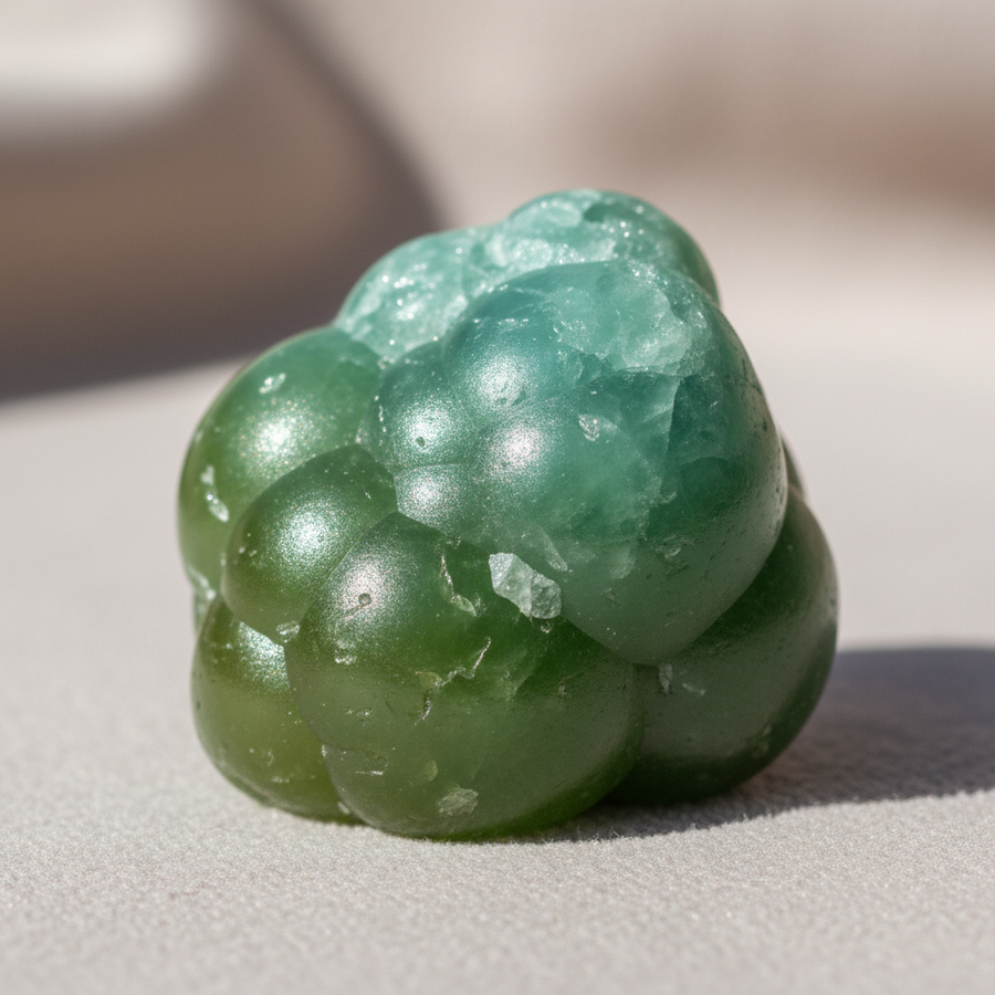 Green Aragonite crystal close-up