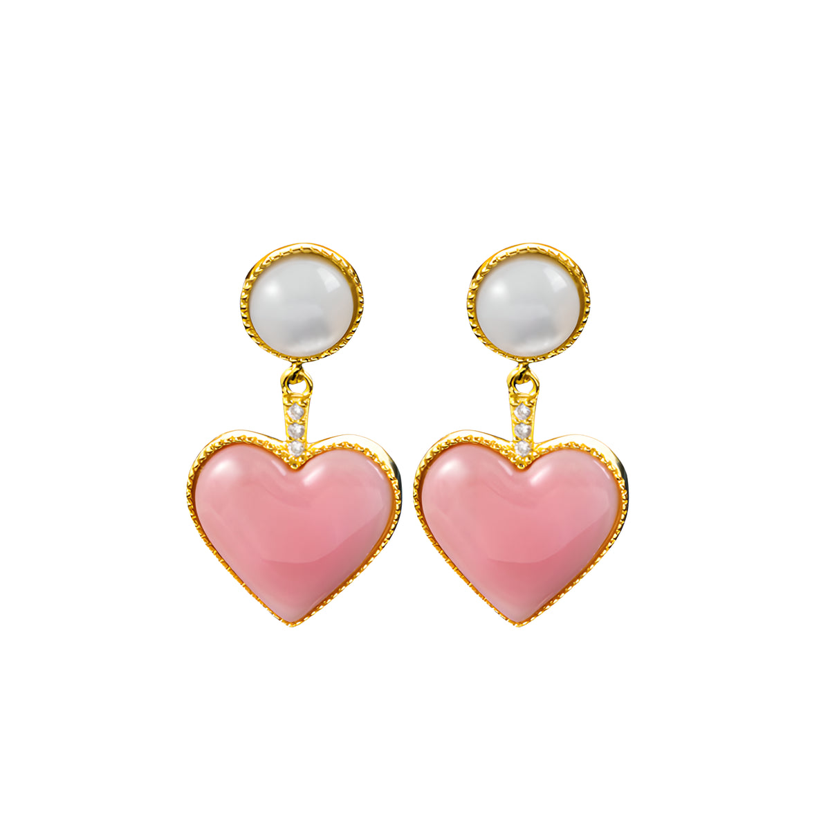 Heart-Shaped Queen Shell Pearl Stud Earrings