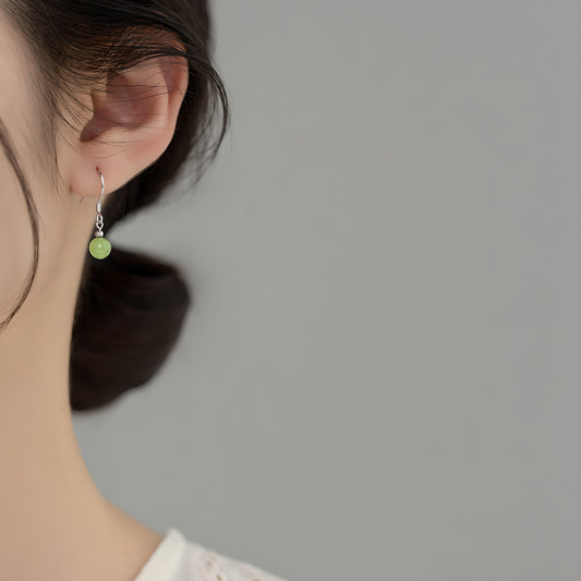 Hetian Jade Geometric Drop Earrings in Sterling Silver
