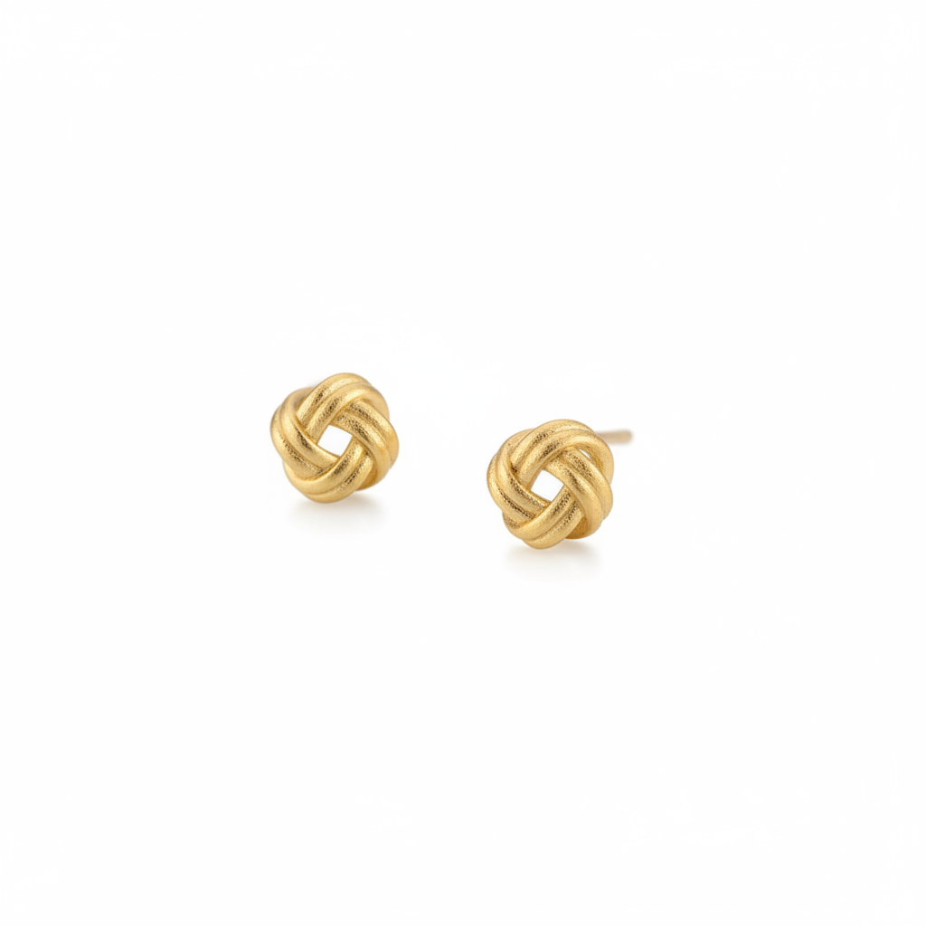 Hollow Yarn Knot Stud Earrings in S925 Sterling Silver