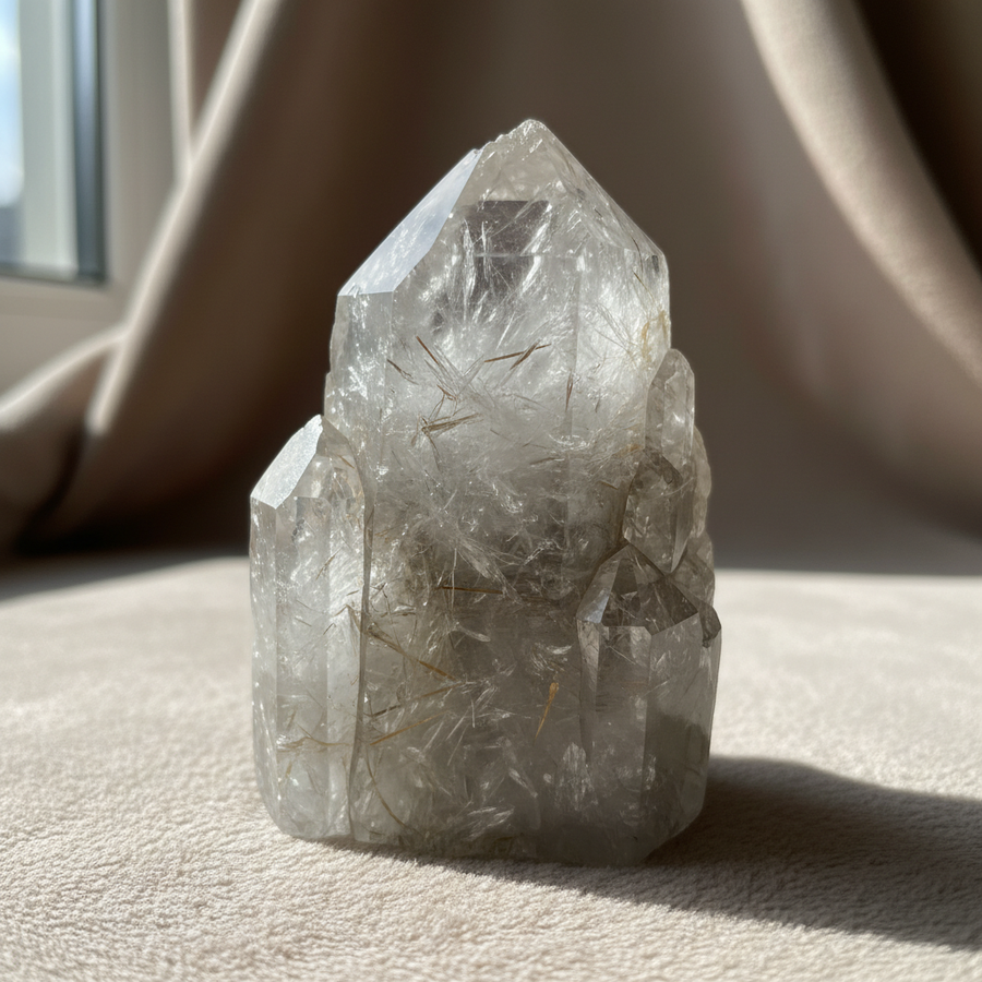 Mica In Quartz crystal close-up