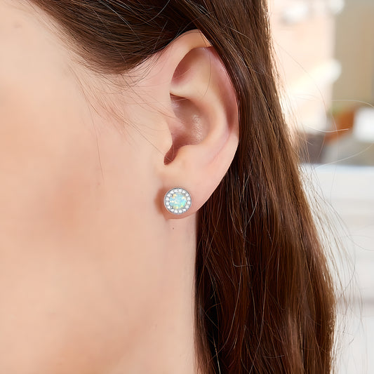 Opal Geometric Stud Earrings