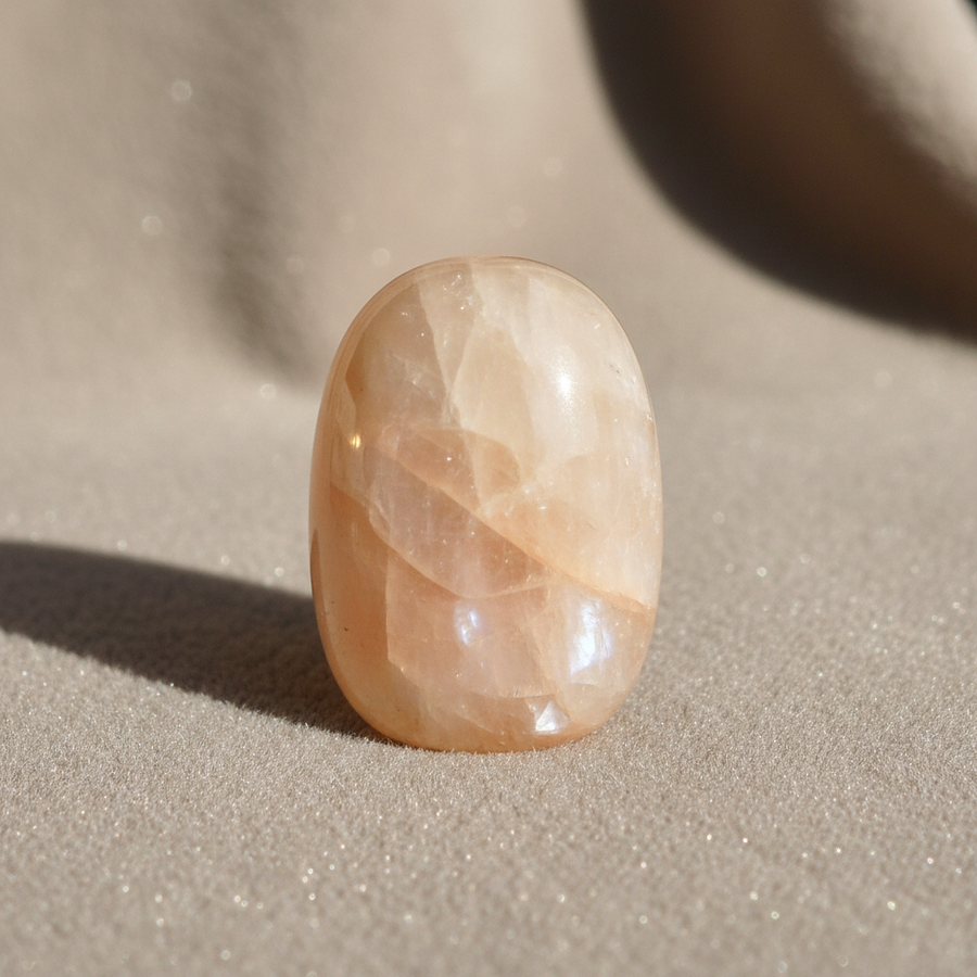 Peach Moonstone crystal close-up