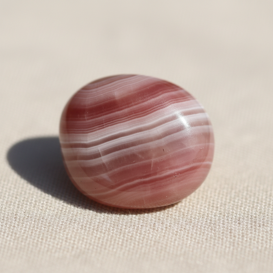 Pink Banded Onyx crystal close-up