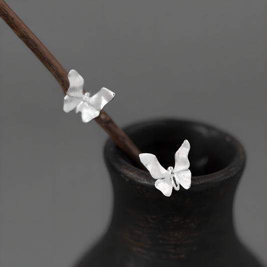 Butterfly Stud Earrings S925 Sterling Silver Natural Fresh Cute Style