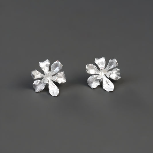 Iris Flower Artistic Earrings 925 Sterling Silver