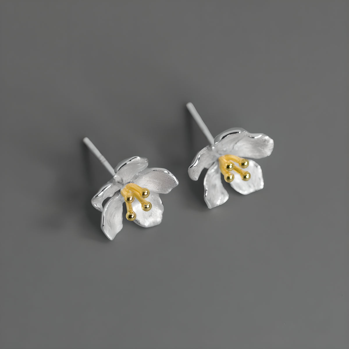 Peach Blossom Sterling Silver Floral Earrings