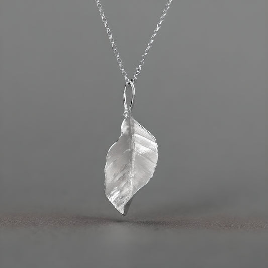Autumn Leaf Sterling Silver Pendant Necklace