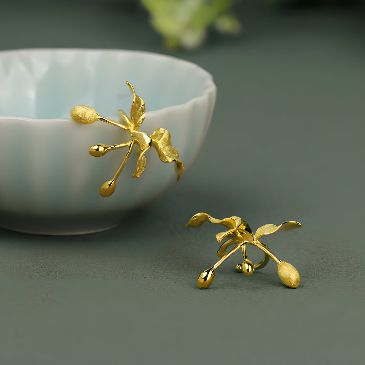 Chinese Style Floral Silver Ear Cuffs 925 Sterling Silver