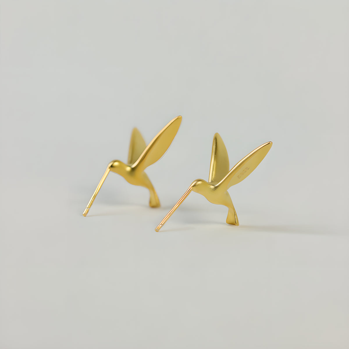 Hummingbird Bird Stud Earrings S925 Sterling Silver Minimalist Elegant